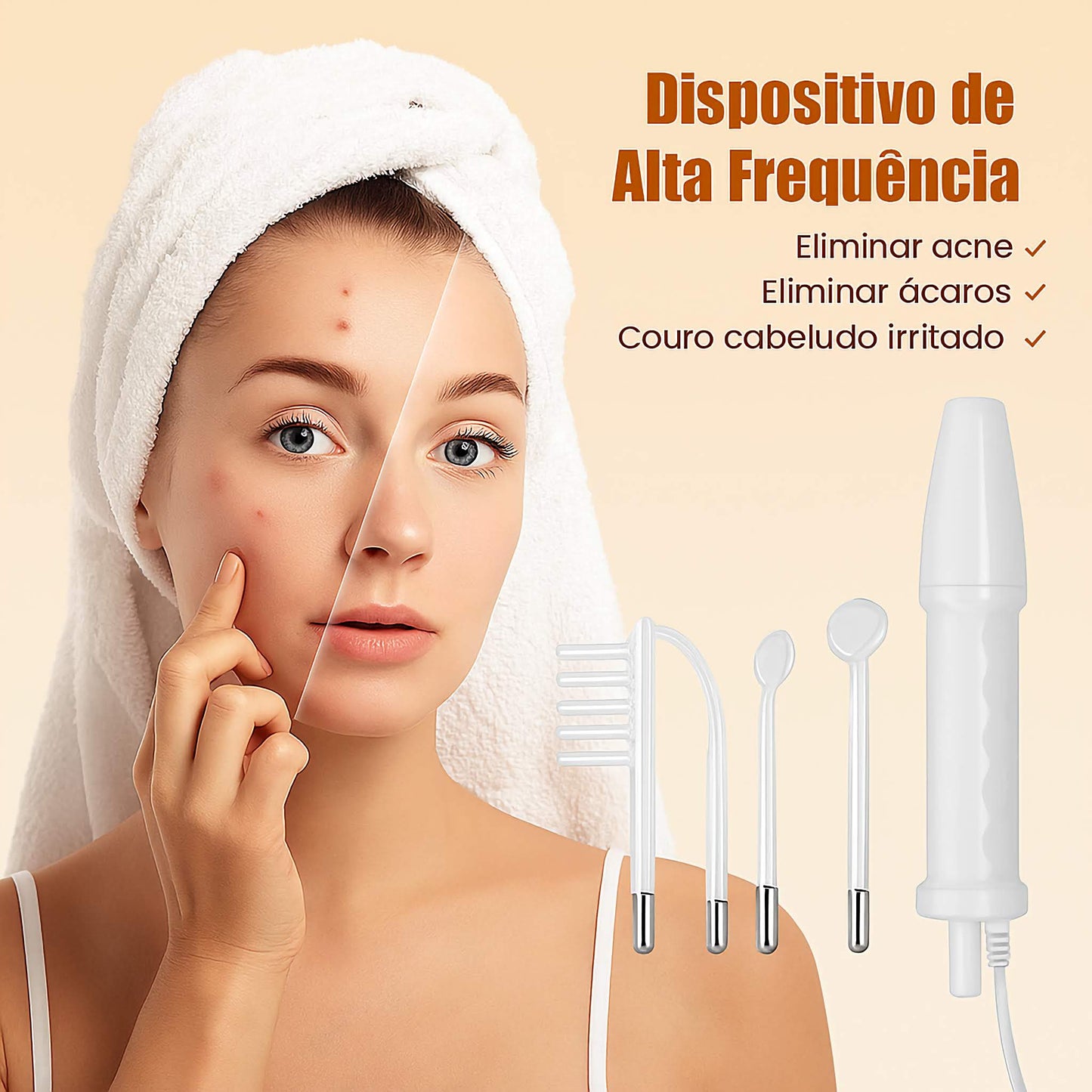 DermaLuz™ – Kit de Terapia de Alta Frequência Facial